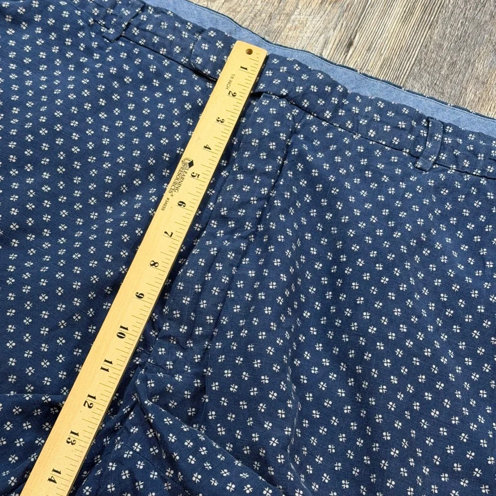 Polo Ralph Lauren Mens 44 Blue Linen Silk Geometric Print Classic Fit Shorts